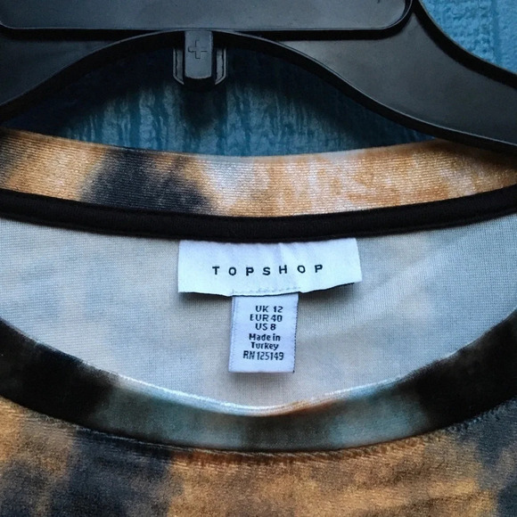 NWT TopShop Long Sleeve Velour Crop Tie Dye Top 8 - Picture 8 of 8